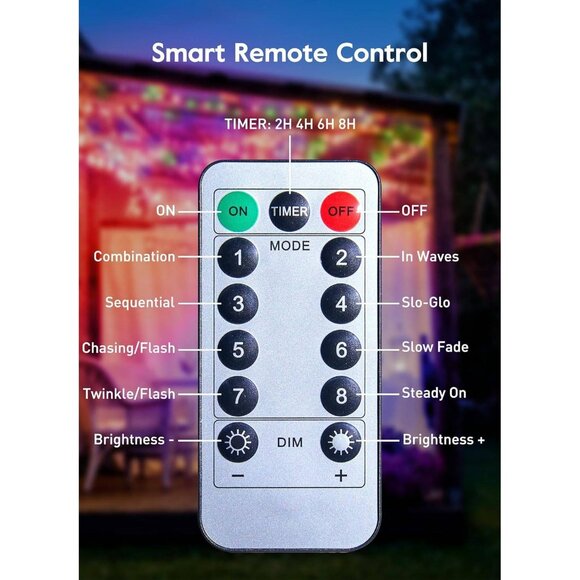 Rose Flower LED String Lights - 33Ft, 80 Multicolor LEDs, Dimmable, Timer, USB - Picture 7 of 8